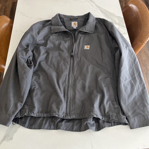 Carhartt Gray Duck Canvas Jacket Mens Size 2XL Lined Full Zip Work Coat EUC - Picture 1 of 15